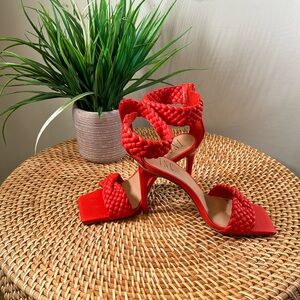 Bright Red. INC rope style heels. Size 6 1/2